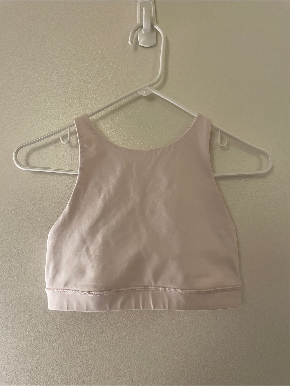 Lululemon High Neck Crop Sports Bra in Light Blush